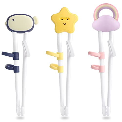 3PCS Palillos Chinos Para Niños, Witbicg Ayudante De Palillos Chinos Sushi Japoneses Cute Animal Cartoon Design Chopsticks Helper Trainer Adecuado Para Niños Principiantes, Aptas Para Lavavajillas