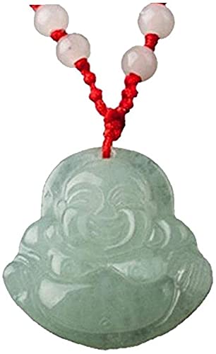 Colgante chino Feng Shui Jade piedra de la suerte, collar de plata Buda Buda Collar de perlas