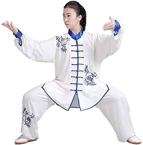 OQHAIR Uniforme de Tai Chi para hombre y mujer, algodón, uniforme chino de Kung Fu, traje de artes marciales, ropa de yoga, ropa de meditación, ropa Zen Lay, rojo-XL (azul XL)