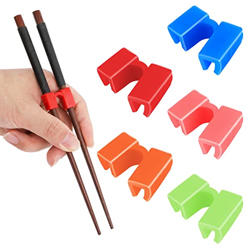5 palillos reutilizables ayudantes de entrenamiento de palillos con bisagras, conector de práctica de palillos chinos para adultos, principiantes, entrenadores (multicolor)