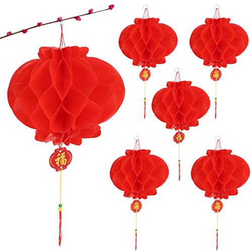 10 Farolillos Chinos de Papel 24cm Faroles Rojos Linternas Colgantes para Decoración de Festival de Primavera Año Nuevo Chino Boda Fiesta