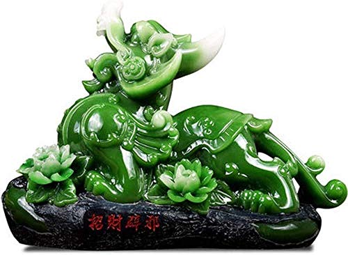 JAMCHE PiXiu/PiYao Estatuas De Resina Verde Estatua De Feng Shui para El Hogar Decoración De Feng Shui Chino Regalo De Felicitación De Inauguración para El Hogar Y La Oficina Atrae Riqueza Y Buena