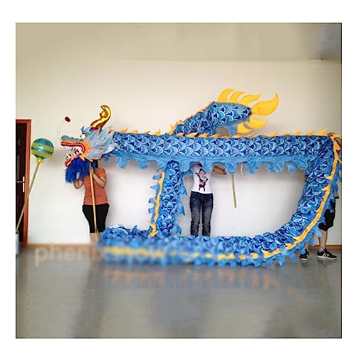 ULPYO Danza del león Chino Traje de Baile de dragón de Seda de 3,1 m Adecuado para 6 Jugadores, Fiesta de Halloween, Desfile, Escenario folclórico, Año Nuevo Chino, Baile de dragón año Nuevo Chino