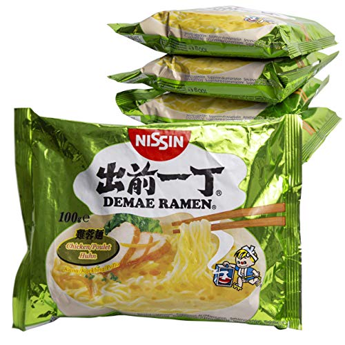 Ramen Nissin Fideos Instantáneos paquetes de 100gr | Fácil de preparar | Noodles de Japón (Pollo, 10)
