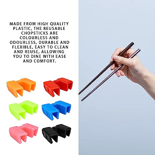 24 Piezas Palillos Reutilizables Ayudantes, PARFCO Chopstick Helper de Plástico de Varios Colores, Adaptador Palillos Chinos para Adultos, Principiantes y Entrenadores
