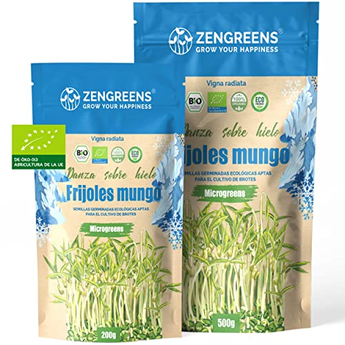 ZenGreens® - Semillas de frijoles mungo ecológico - Elija entre 200g y 500g - brotes de poroto mungo - germinación de más del 97% - Microgreens