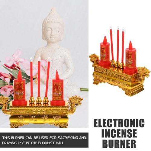 Sacrificar Oficina Altar Antiguo Luminoso Decoración Juego Vela Ofenda Decoración Ornamento Orner Figura Quemador Hall Antiguo Plástico Estilo Budista Retro