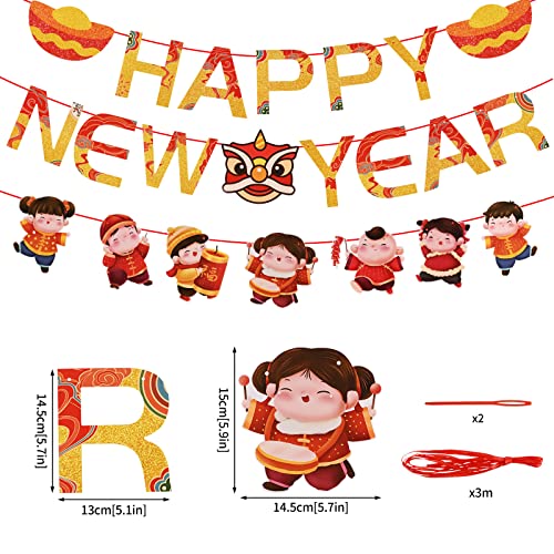 Bekecidi 3 Piezas 2023 Banner de Año Nuevo Chino Decoraciones de Banderines para Fiesta de Año Nuevo Banner Rojo Festivo de Primavera para Decoración del Hogar Interior y Exterior