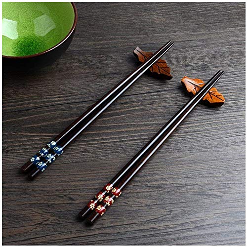 Palillos, 5 par palillos de alta calidad restaurante chino japonés palillos Set de Alta Calidad, Diseño de Antideslizante (Tres puntos)